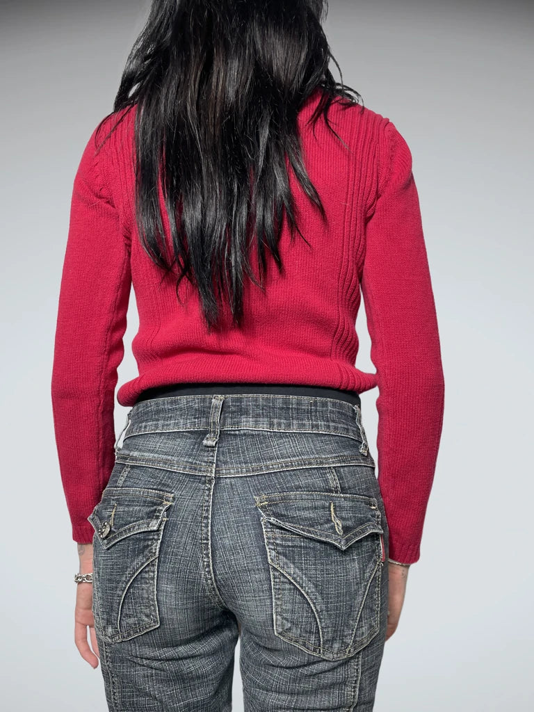 red jumper turtle neck