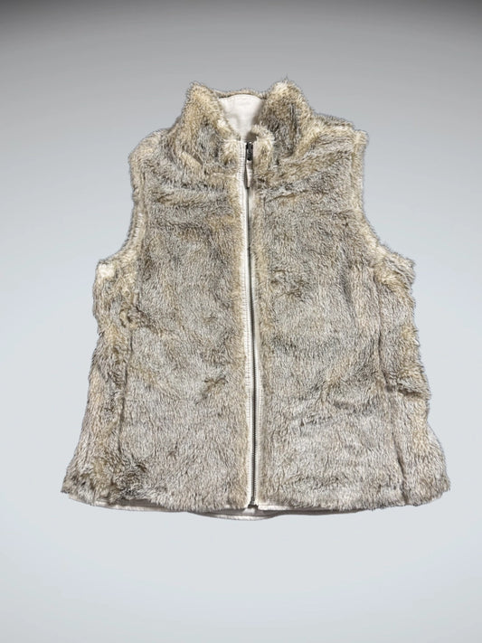 Vintage Beige Faux Fur Vest Women (M)