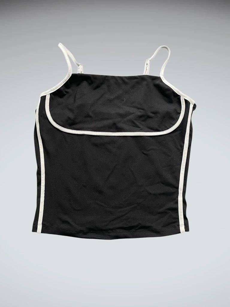 Black and White Contrast Strap Top (S)