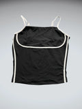 Black and White Contrast Strap Top (S)