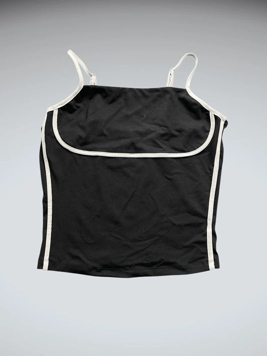 Black and White Contrast Strap Top (S)