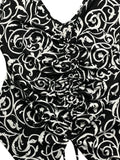 Black and White Baroque Pointed Hem Top (XS)
