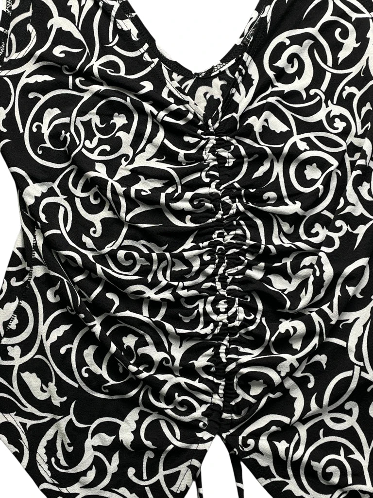 Black and White Baroque Pointed Hem Top (XS)