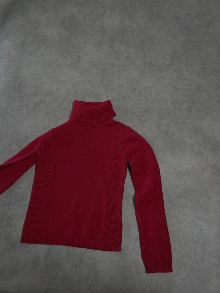 red jumper turtle neck