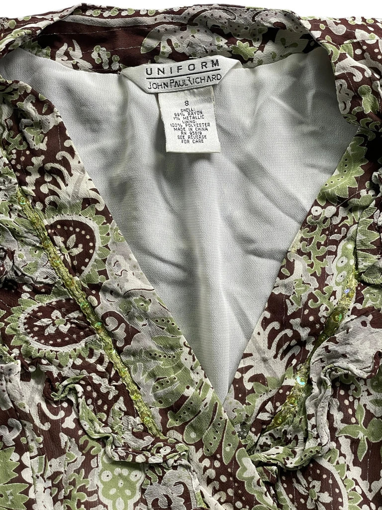 Green Paisley Wrap Blouse (S)