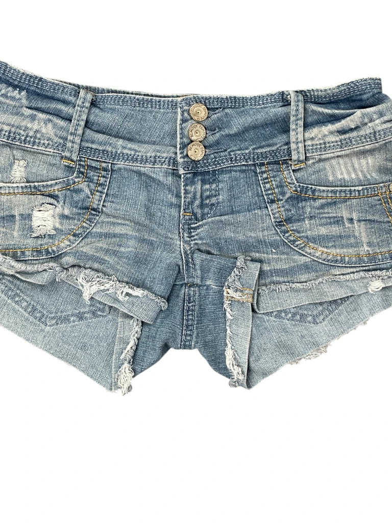Almost Famous Light Wash Distressed Denim Hotpants (S)