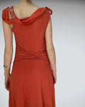Vibrant Orange Pleated Asymmetric Mini Dress Joops! Glam (S)