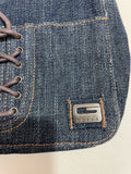 Guess Denim Lace-Up Shoulder Bag Dark Wash Vintage Aesthetic (ONESIZE)