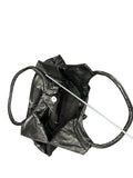 Black Shiny Ruched Round Tote (ONESIZE)