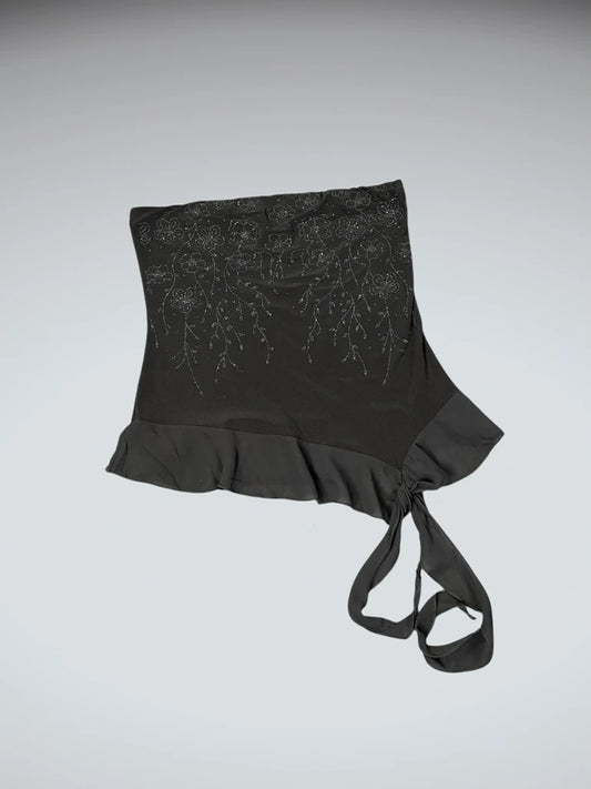 Black Blossom Embroidered Top (S)