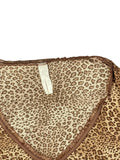 Vintage jaguar print deep v-neck top (S)