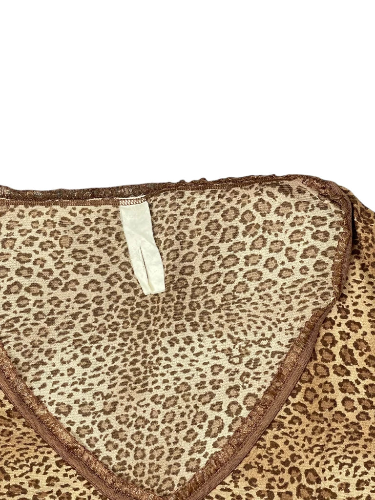 Vintage jaguar print deep v-neck top (S)