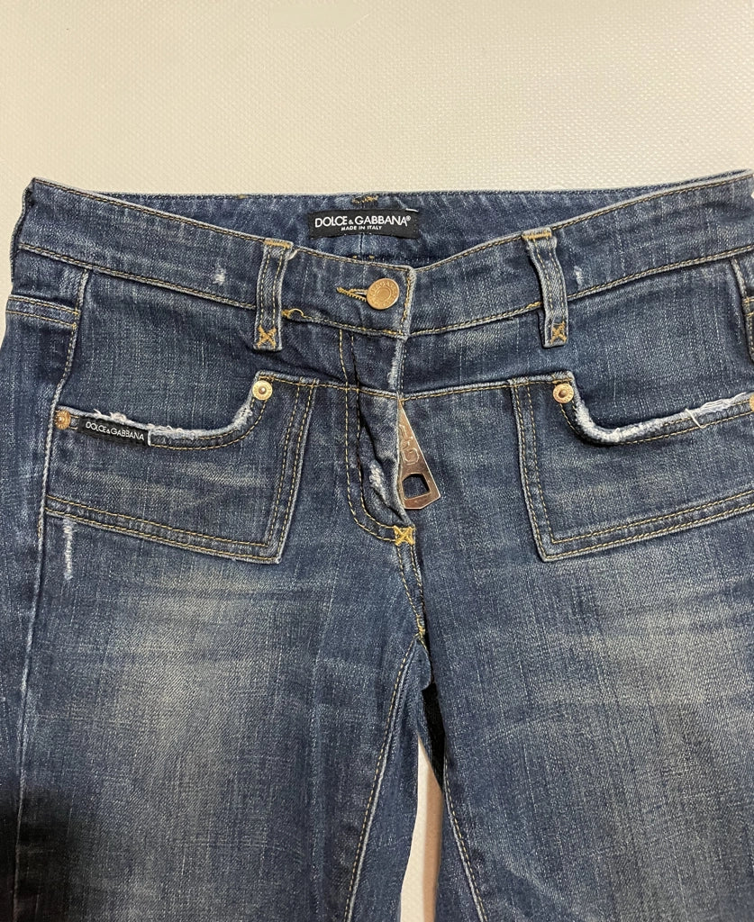 Y2K Zip Detail D&G Low Rise Jeans (M)
