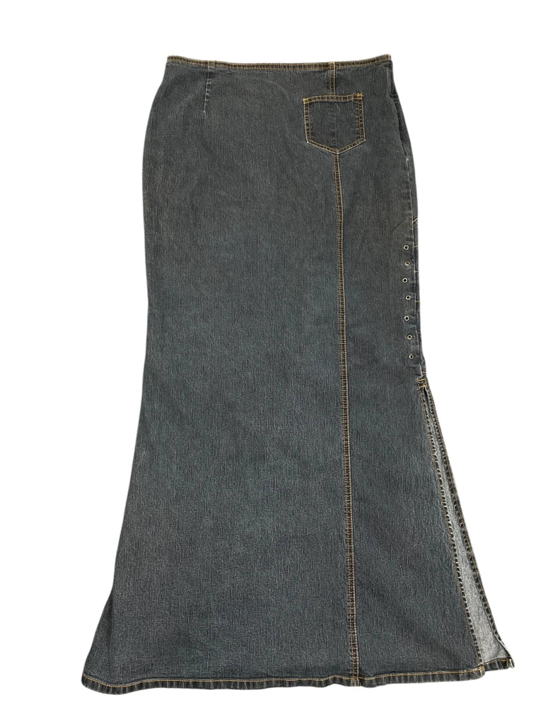 Black Asymmetrical Panel Denim Skirt (M)