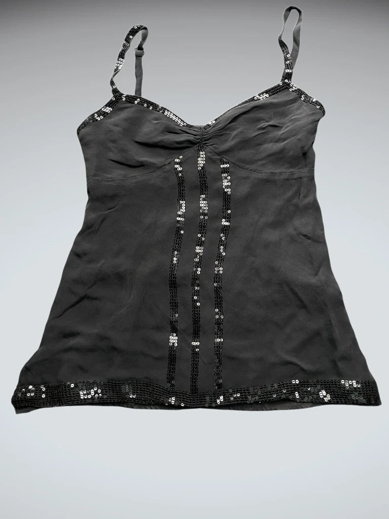 Black Sequin Embellished Camisole Top (S)