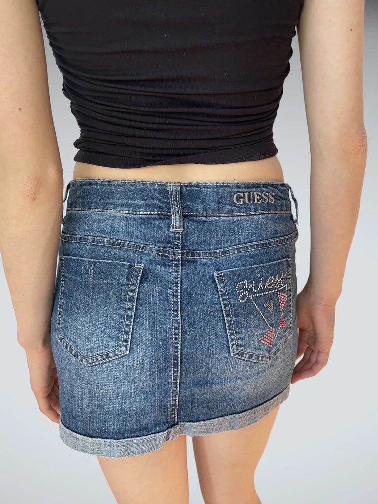 2000s guess rhinestones skirt