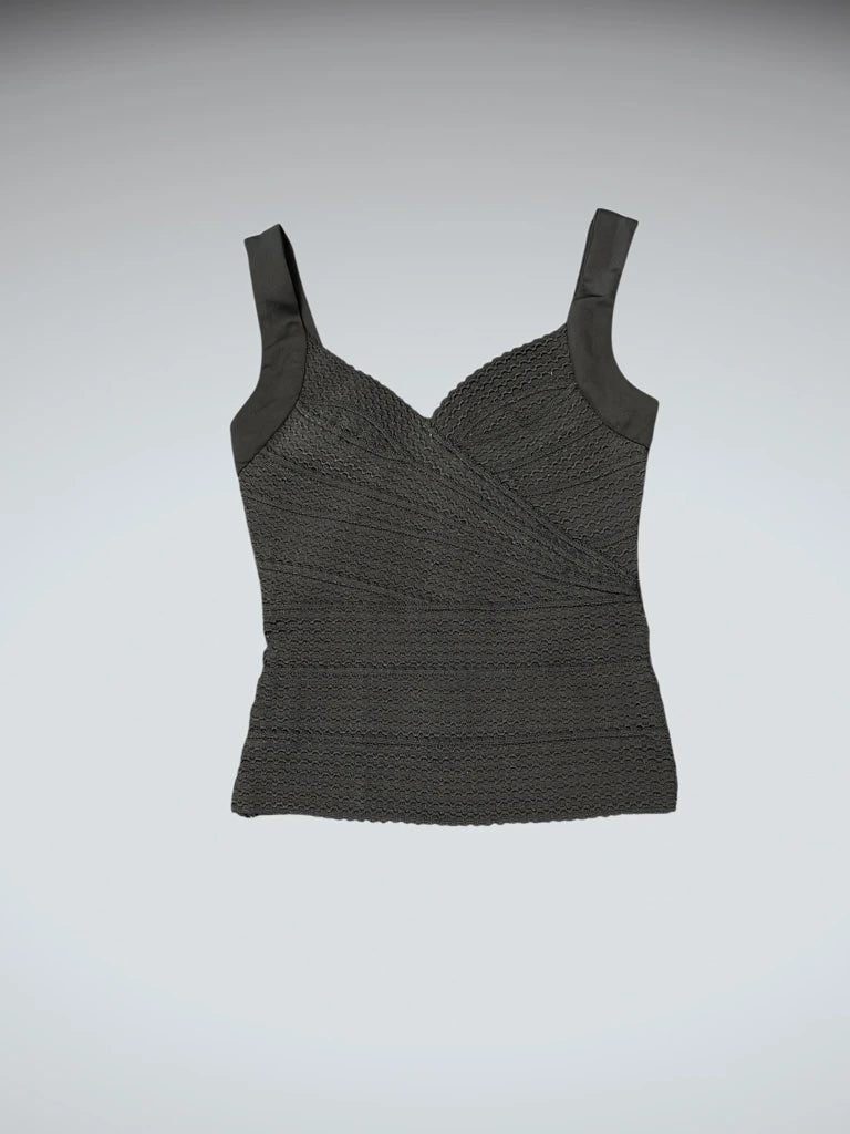 Black-on-Black Patterned Lace Lingerie Top (S)