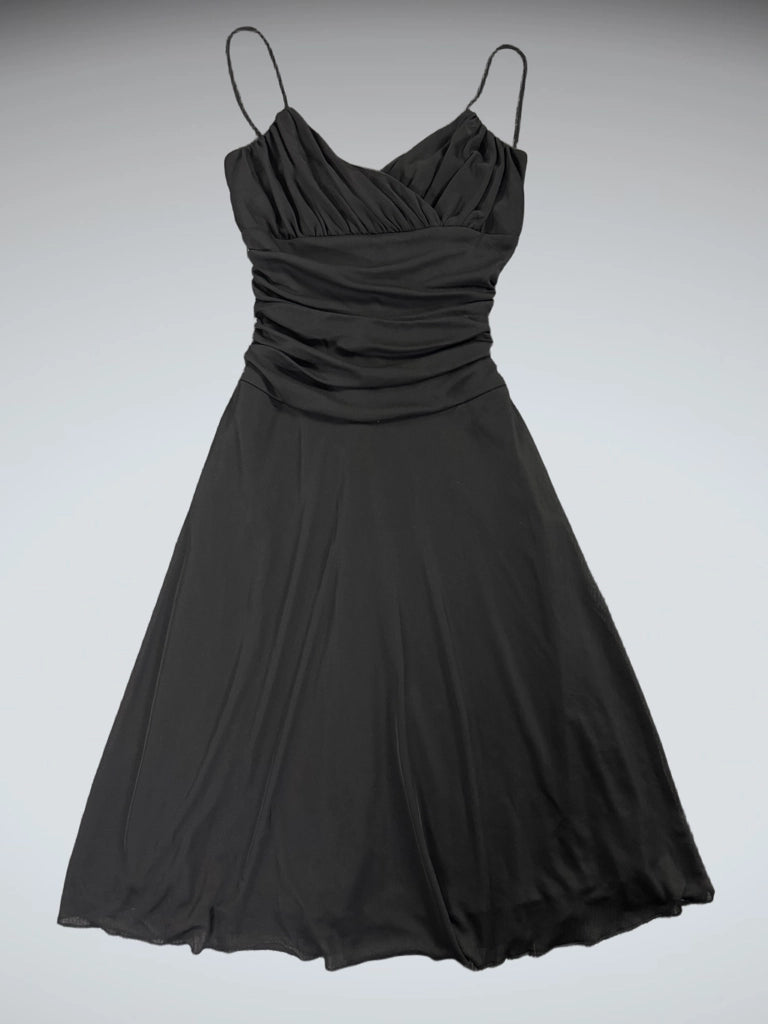 Timeless Black Ruched Evening Dress (M)