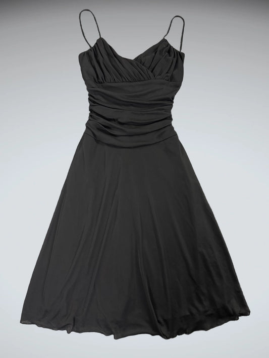 Timeless Black Ruched Evening Dress (M)