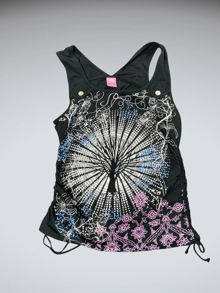 Black Y2K Tree Print Top (XL)