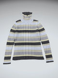 Checkered Marine Blue Ribbed Turtleneck Sweater (M)