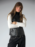 INC Black Genuine Leather Vest (S)