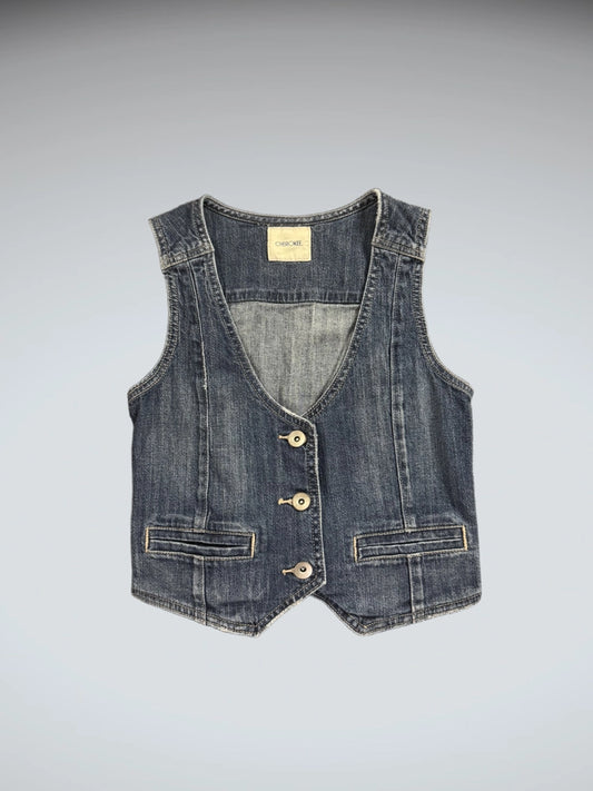 Cherokee Fitted Blue Denim Vest Women (S)