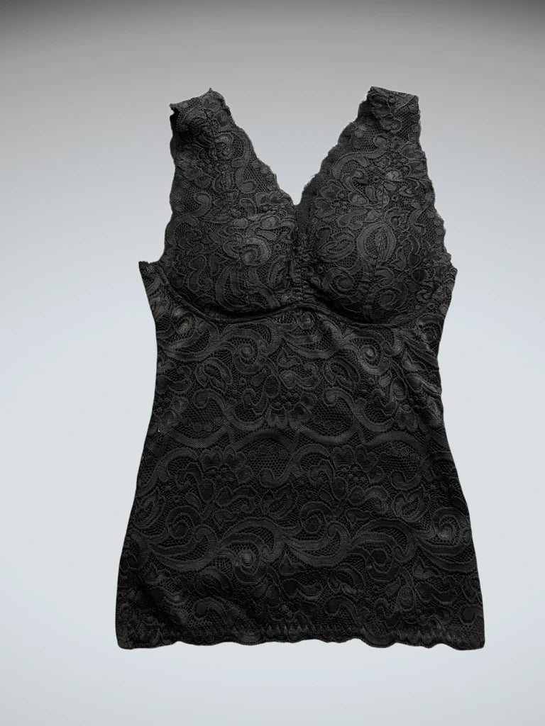 Black Romantic Lace Lingerie-Inspired Top (S)