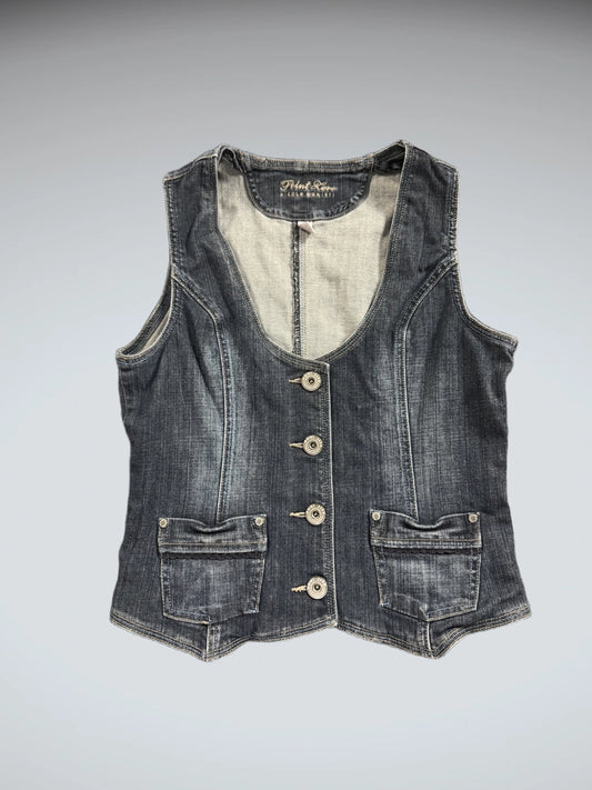 Point Zero Medium Wash Denim Vest Women (M)