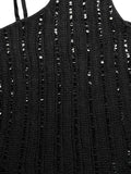 Black One-Shoulder Sequin Knit Top (L)