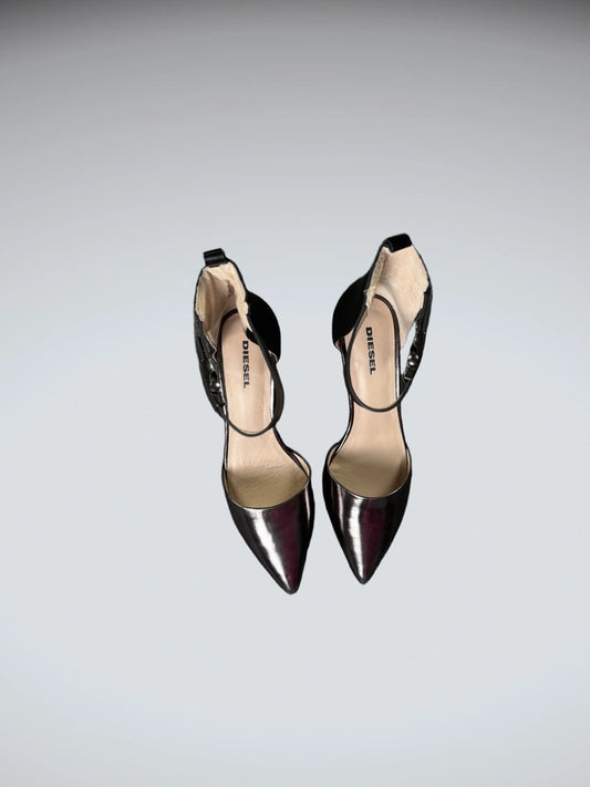 Edgy Diesel Black Kitten Heel Pumps (37)