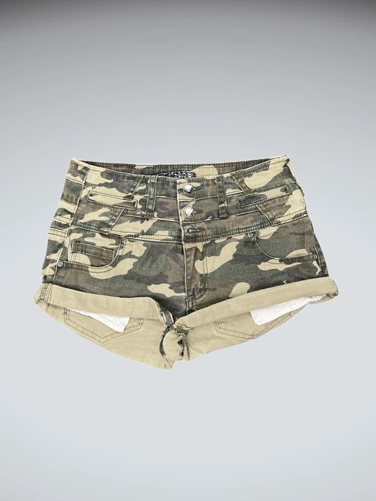 Hot Kiss Military-Inspired Black Denim Hotpants (XS)