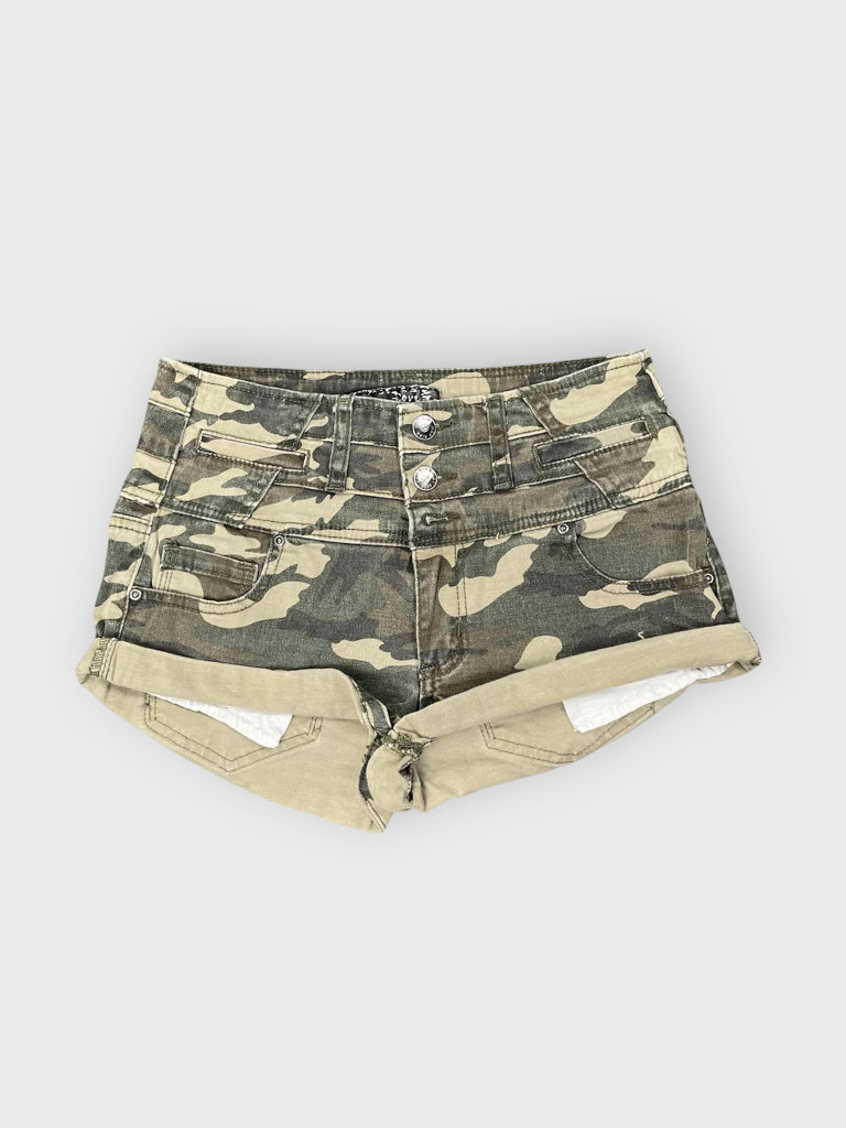Hot Kiss Military-Inspired Black Denim Hotpants (XS)