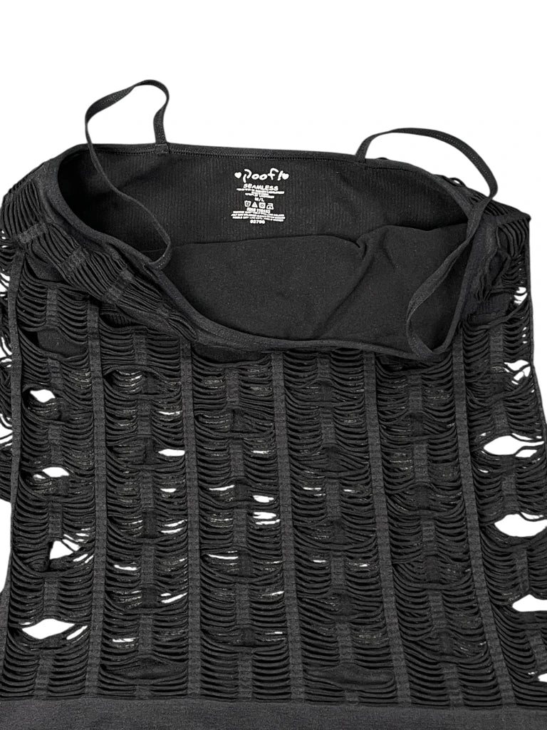 Distressed Black Sheer Vintage Top (M)