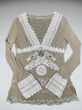 Passion Concept Beige Draped Dress Top (L)