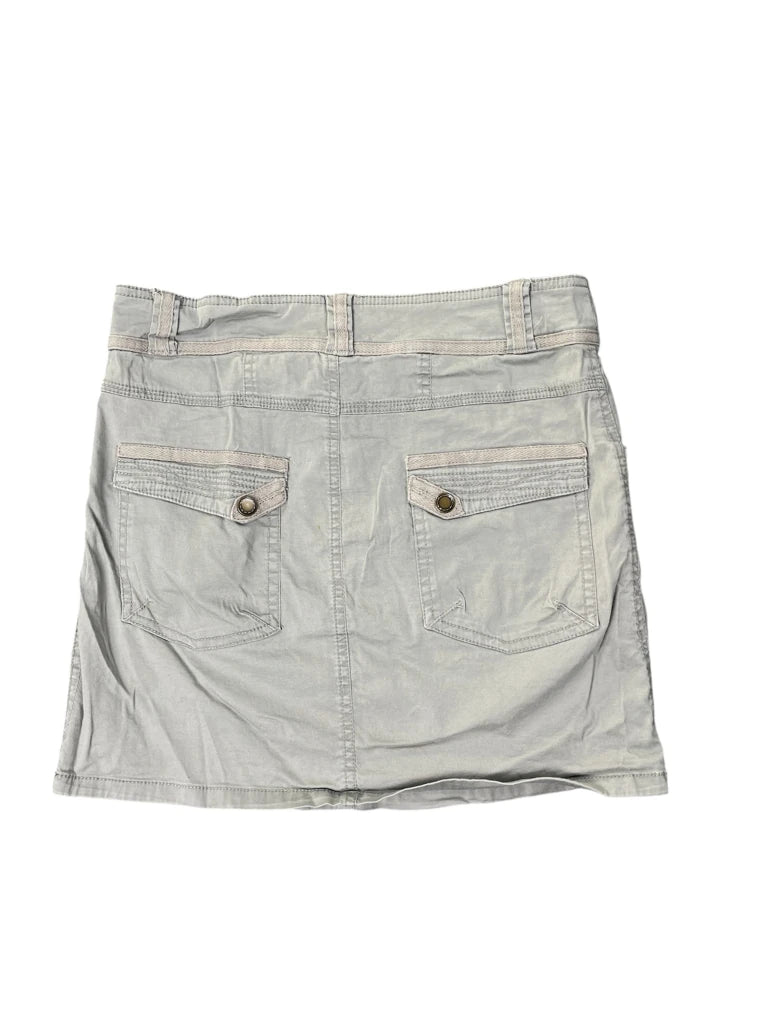 Grey Utility Style Chino Skirt with Button Flap Pockets (S)