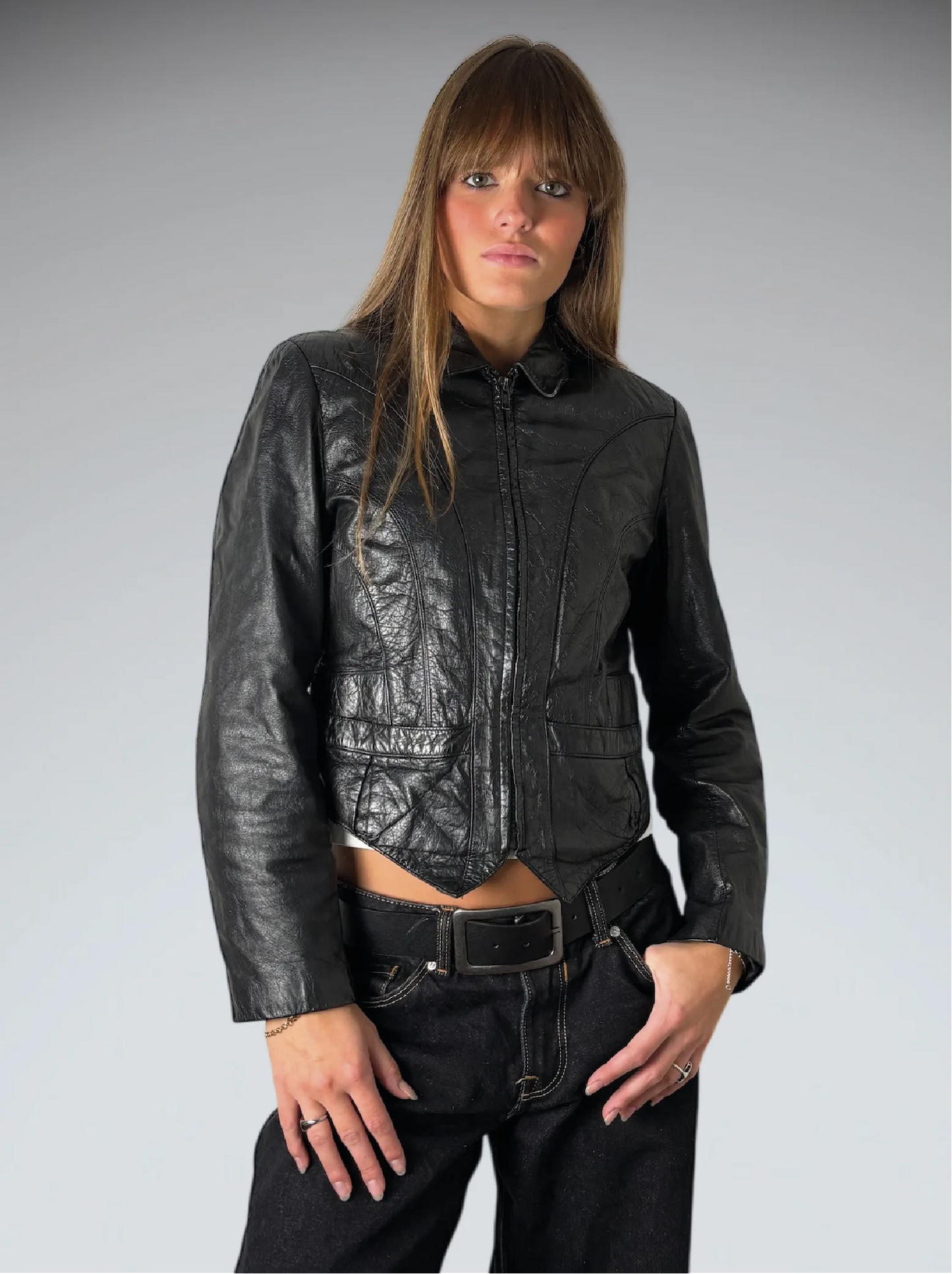 Wilsons Black Genuine Leather Vintage Jacket (M)