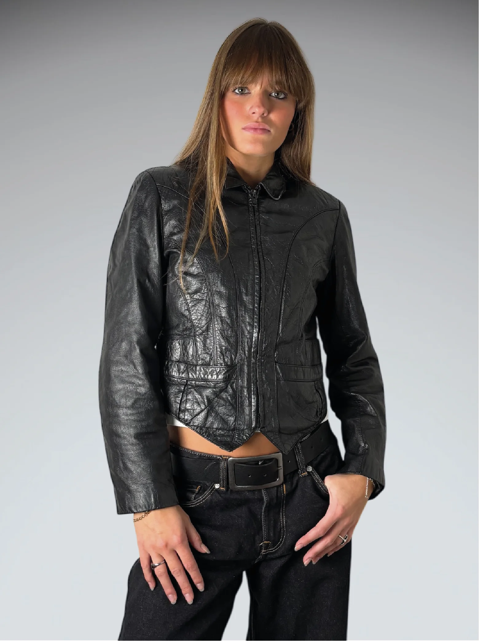 Wilsons Black Genuine Leather Vintage Jacket (M)