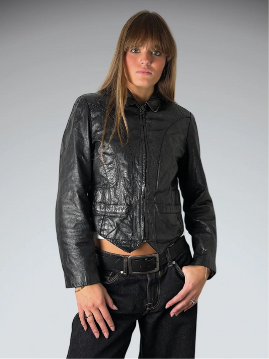 Wilsons Black Genuine Leather Vintage Jacket (M)