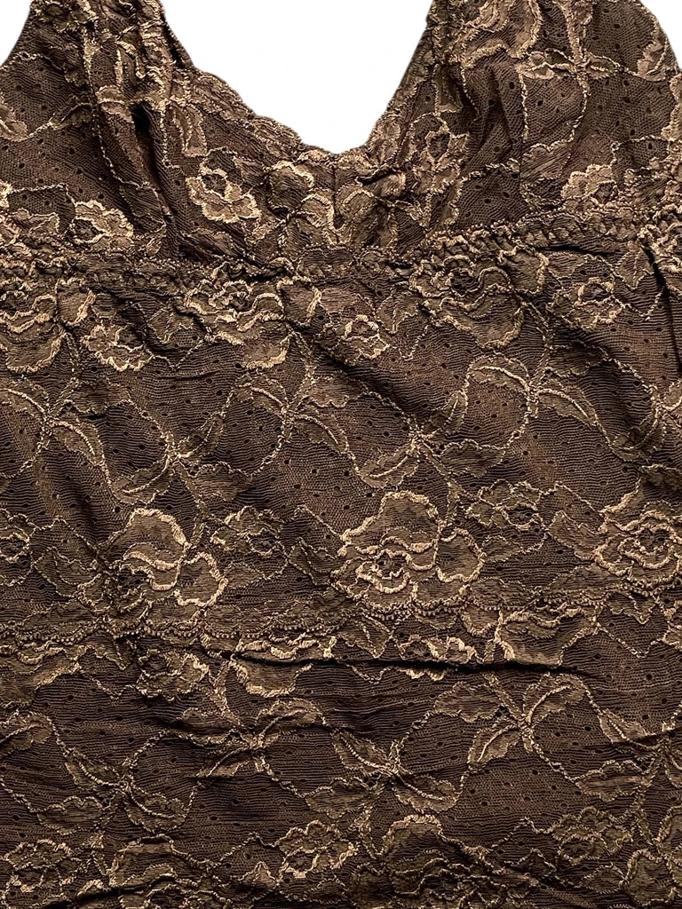 Brown Floral Lace Lingerie Top (M)