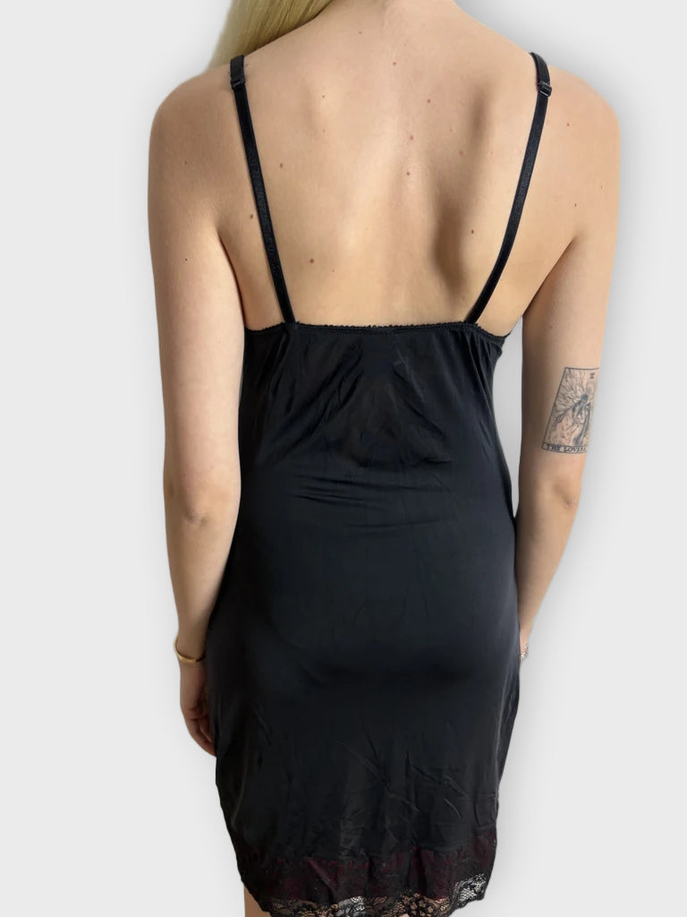 Y2K Black Lingerie Slip Dress (M)