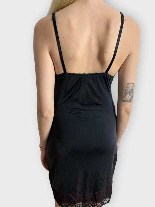 Y2K Black Lingerie Slip Dress (M)