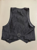 Dark Wash Denim Vest Star Button Accents Grunge Western (S)