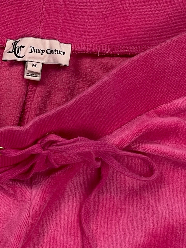 Juicy Couture Pink Velour Lounge Pants with Logo Embroidery (M)