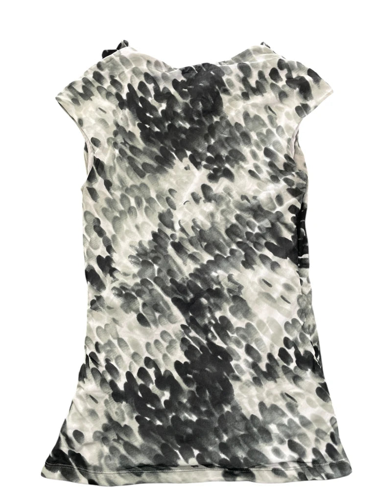 Monochrome Aqua Drop Pattern Draped Top (S)