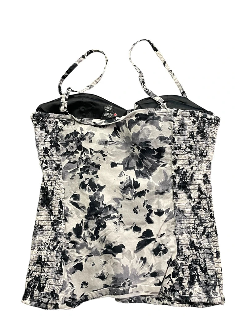 Beige black baroque print top (M)