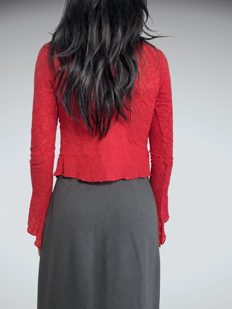red lace long sleeve top (S)