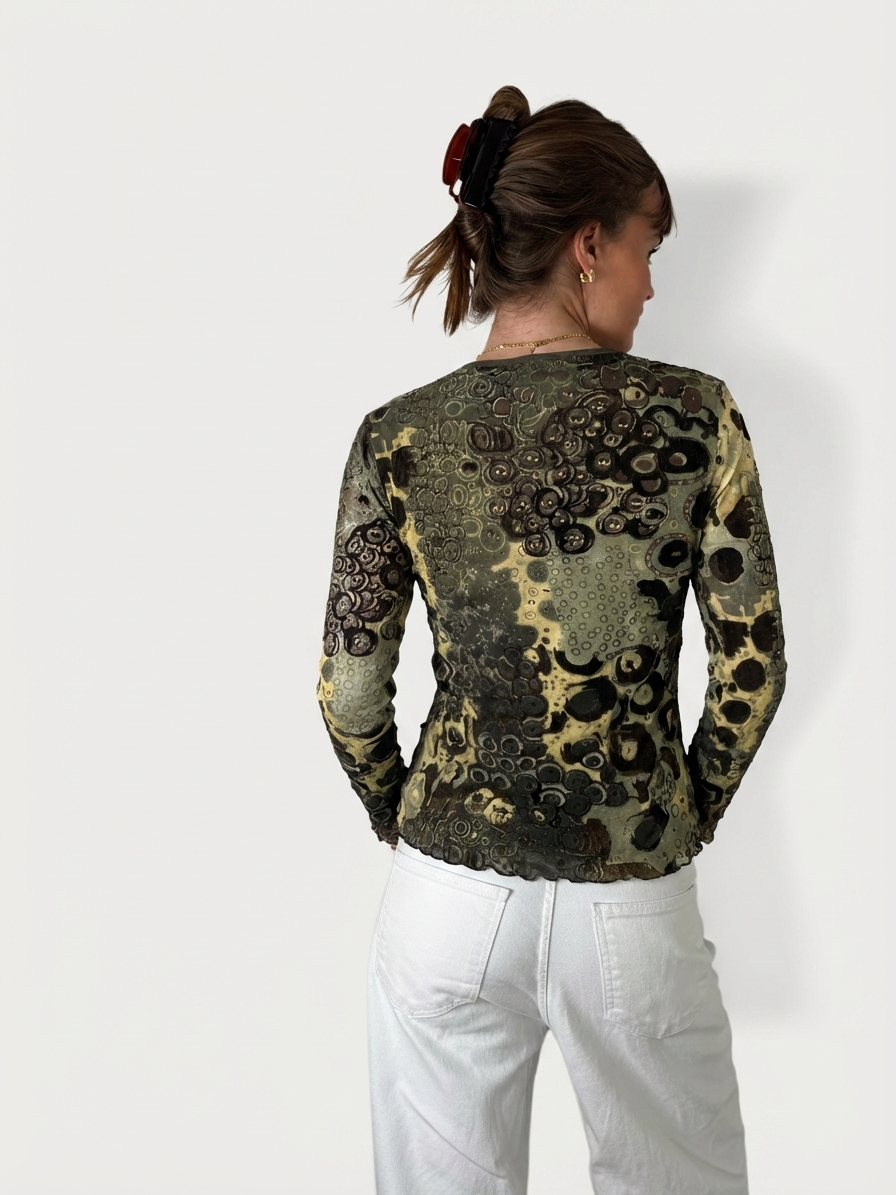 Vintage Floral Patchwork Long Sleeve Top (XS)