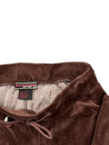 Brown Velour Pants with Rhinestone Crown (L)