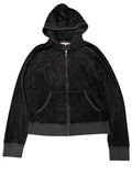 Black Juicy Couture Velour Hoodie with Chain-Trim JC Logo (L)